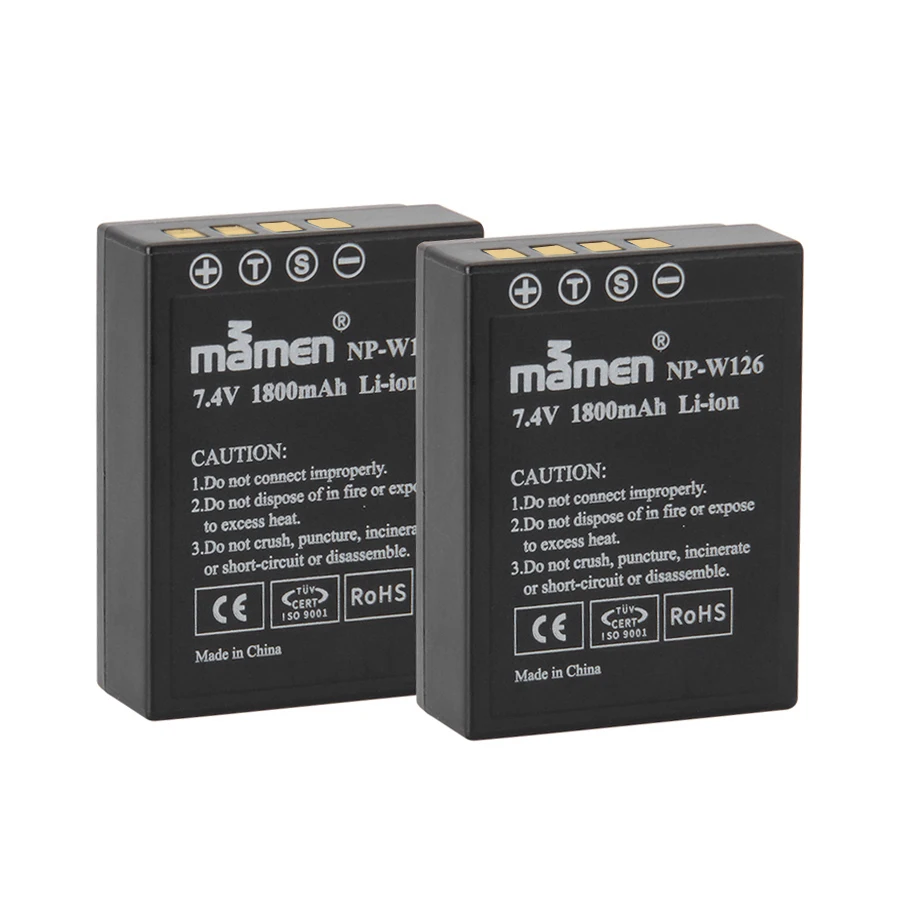

Mamen 2Pcs NP-W126S NPW126 NP-W126 Digital Battery for FUJI Fujifilm X Pro2 Pro1 E1 E2 E2S 100F M1 A1 A2 T1 T2 T10 T20 Batteries