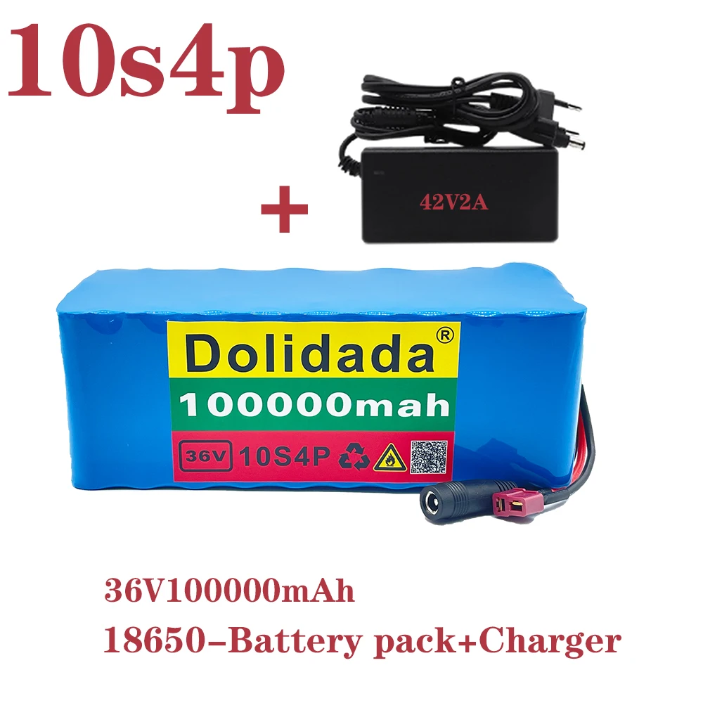 

Original 36V battery 10S4P 100Ah battery pack 1000W high power battery 42V 100000mAh Ebike electric bike BMS+42V2A Charger