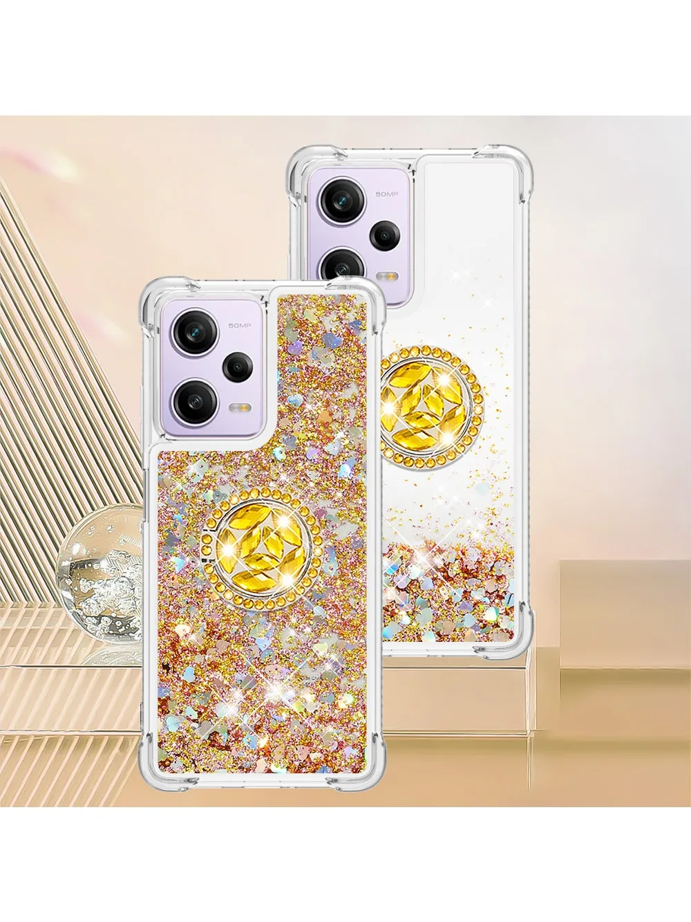 Блестящий чехол Quicksand для Redmi Note 12 Pro 12S 12C 10C A1 Plus Mi Xiaomi с ультра-кольцом на палец и