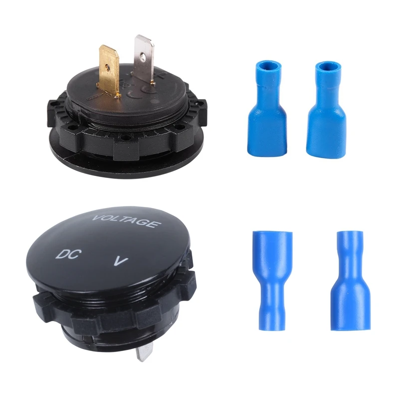 

2Pcs Waterproof LED Digital Voltmeter Voltage Digital Car Car Panel Meter 12-24V - Black-Green & Black-Red