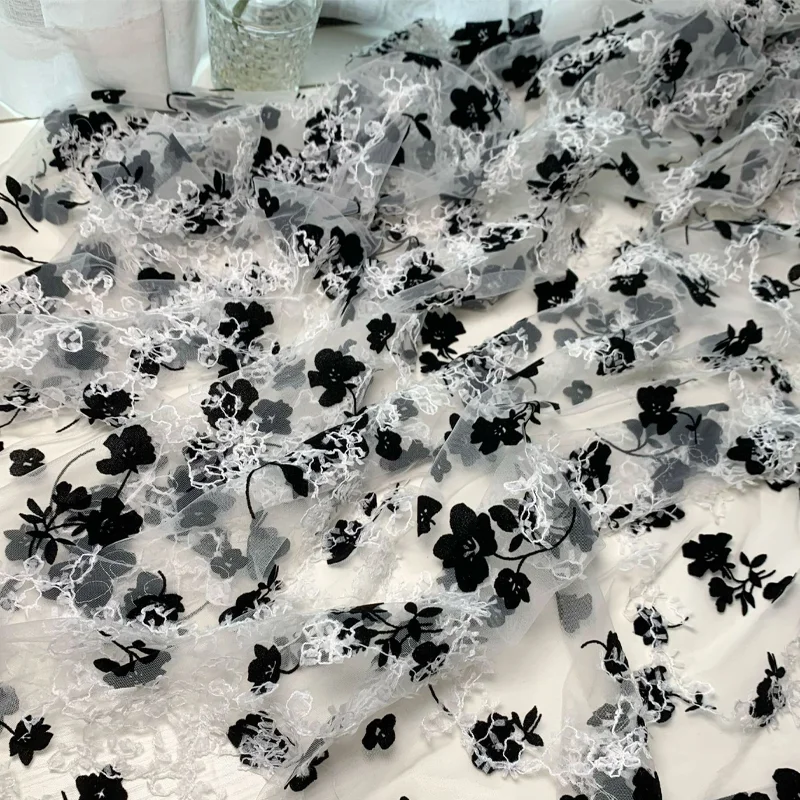 Дакрон сливовый флокированный сетчатый костюм ханьфу платье Лолита ткань для