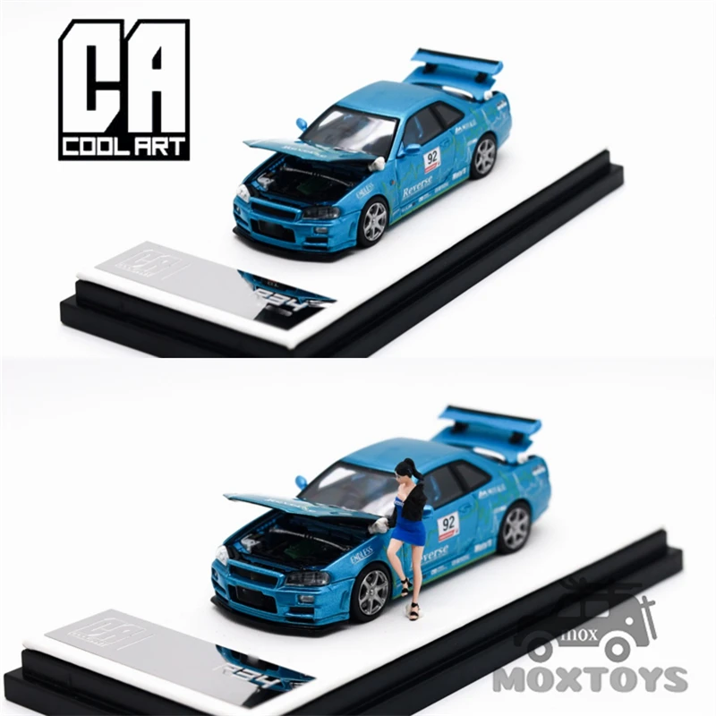 Фото Литая под давлением модель автомобиля Time Micro COOL ART 1:64 GTR R34 Blue No 92 №1