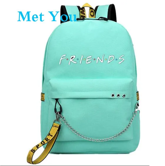 Друзья ТВ-шоу фанаты USB-порт рюкзак школьная сумка для книг Mochila дорожная цепочка