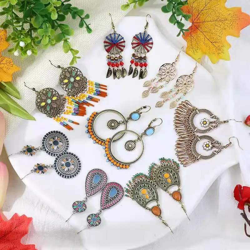 

Boho Earrings for Women Retro style Colorful Cерьги Fashion Charms Jewelry Earrings