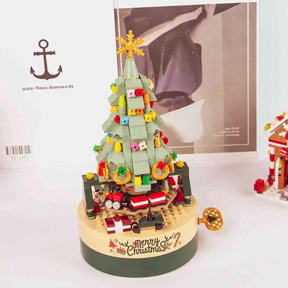 

2023 Originality Christmas Tree Building Block Music Box Merry Christmas Decoration for Home Xmas Ornaments Navidad New Year Gif