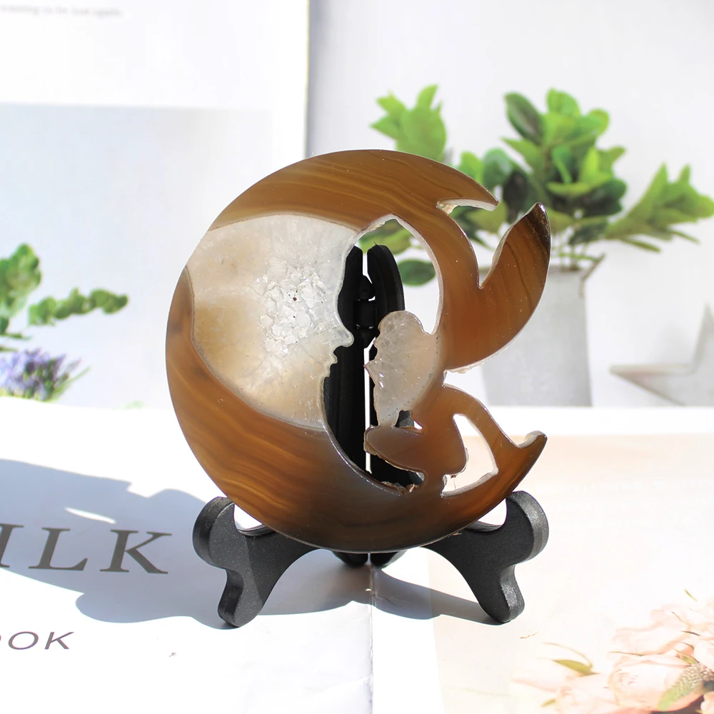 Диаметр от 8 до 9 мм случайный цвет натуральный друзы агат жеода бабочка фея