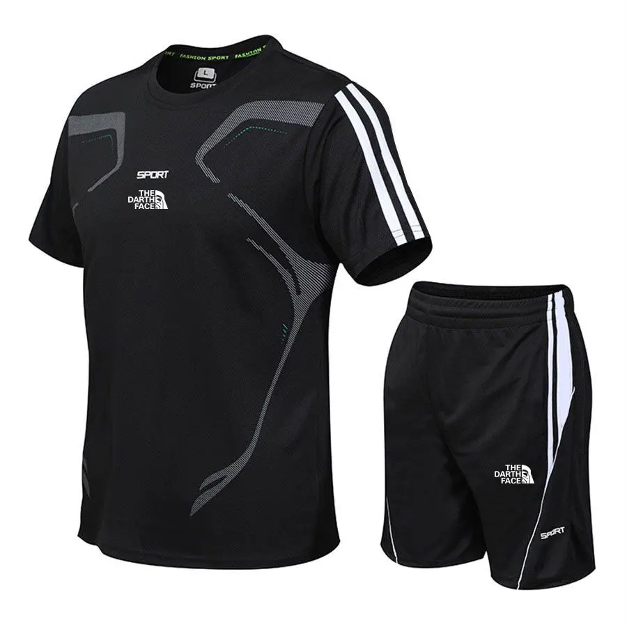 Летние комплекты Мужская футболка и шорты дышащая Повседневная комплект для