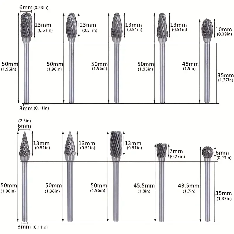 10 Шт. Двусторонние Сверла Из Карбида Вольфрама 3 Мм Хвостовик Вращающийся