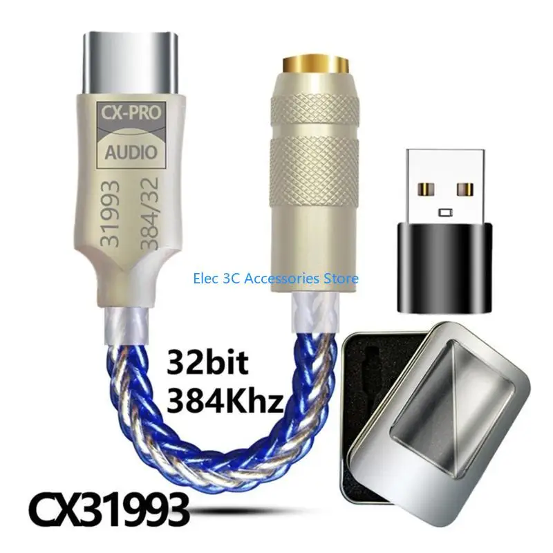 Фото Y51A Адаптер типа C на 3,5 мм Чип CX31993 Адаптер для наушников USB C Адаптер ЦАП 3,5 мм №5