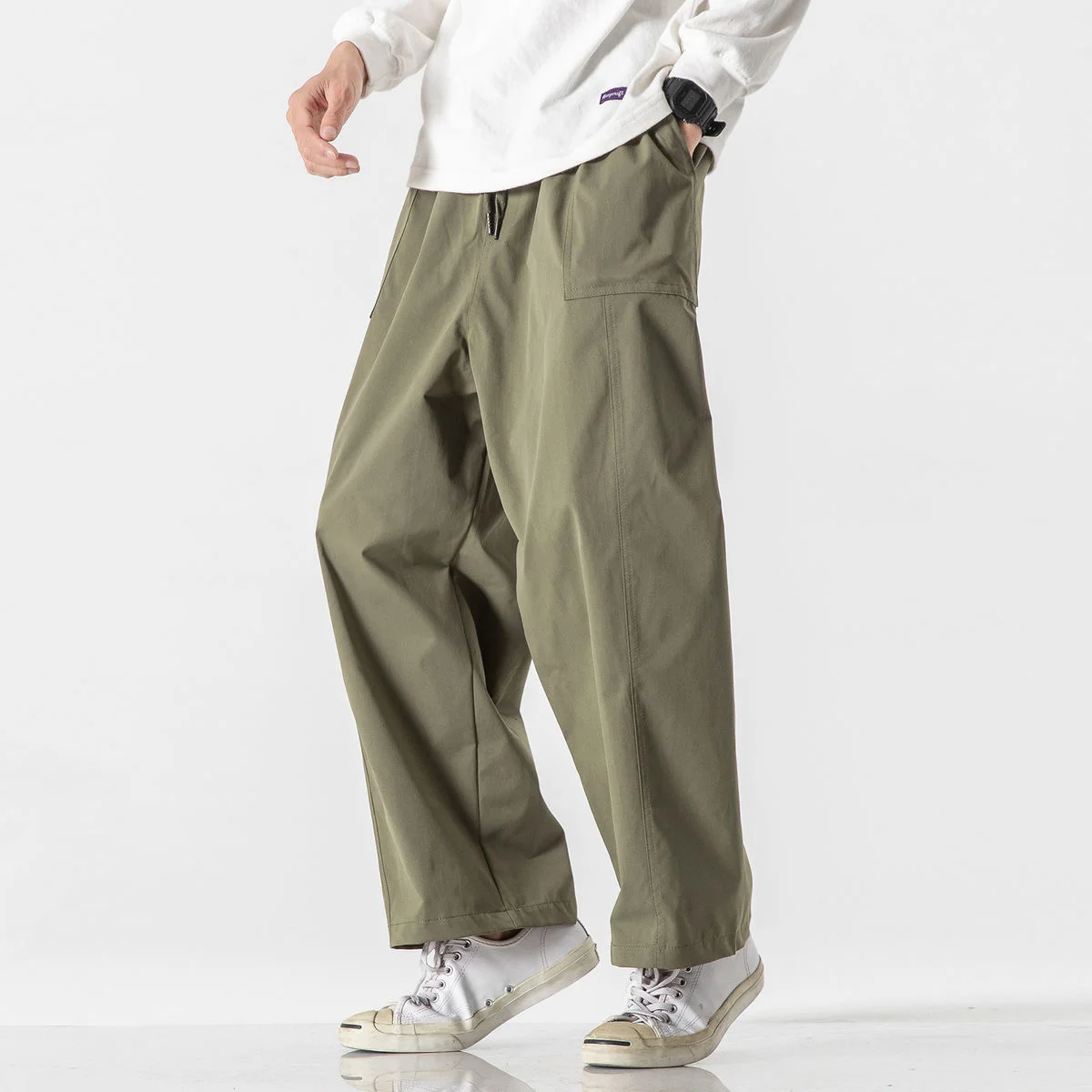 

MRGB 2023 Spring New Men's Wide Leg Pants Solid Color Oversized Vintage Men Trousers Casual Streetwear Man Sweatpants