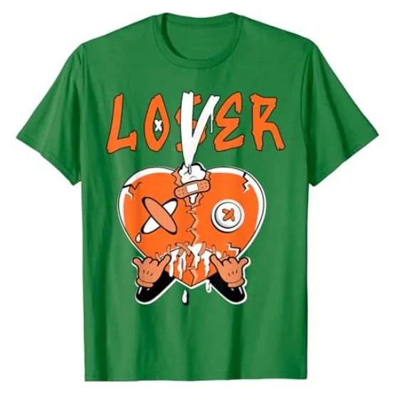 Неудачный влюбленный Капельное сердце подходящая оранжевая и зеленая футболка