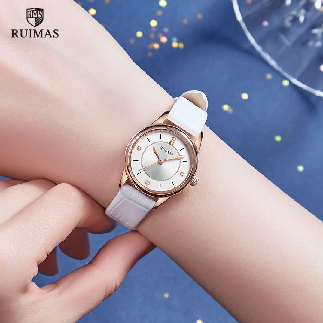 RUIMAS Genuine Leather Women Watches Top Brand Luxury Stylish Quartz Wristwatch Female Clocks Relogios Femininos L6779 White enlarge