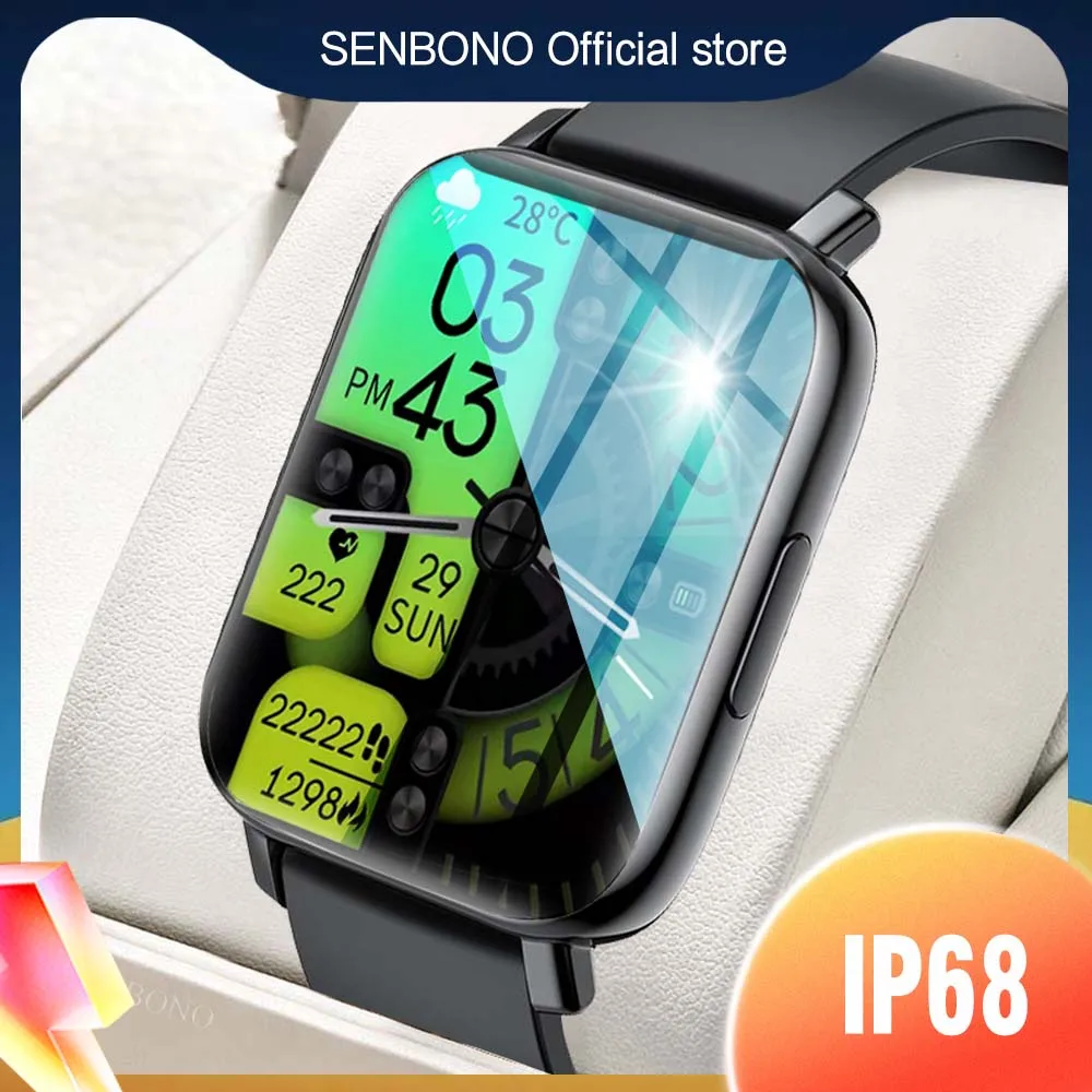 SENBONO Men's Smart Watch IP68 Waterproof Fitness Tracker 24 Sports Smartwatch Women Men Bracelet for IOS Android Huawei Xiaomi