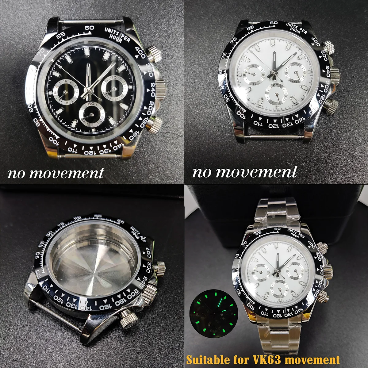 

39mm Case VK63 Case Japan Quartz VK63 Movement Men's Seiko Watch nh35 Case Dial Chronograph Electronic Multifunction Watch