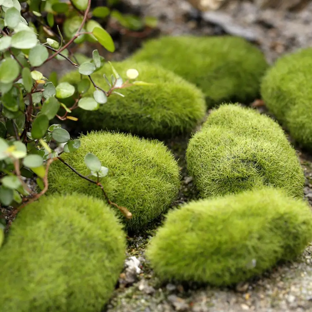 

Artificial Green Moss Ball Fake Stone Simulation Plant Diy Decoration For Shop Window Hotel Home Office Plant Wall Decorati S8g8