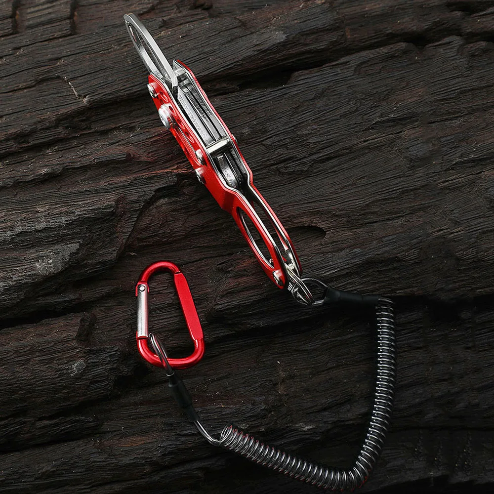 Fish Grip Portable Lock Fishing Tackle Lip Clip Tool Aluminium Alloy Folding Gripper Ultra Light Weight Retention Rope Outdoor images - 6