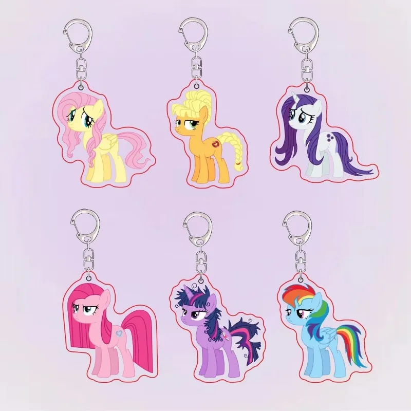 

My Little Pony Applejack Rainbow Dash Pinkie Pie Rarity Fluttershy Creative Sweet Keychain Simple Cute Cartoon Backpack Pendant