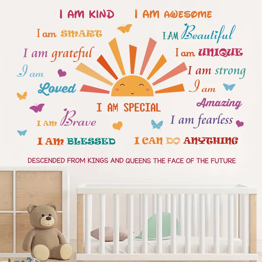 Красочные вдохновляющие наклейки на стену с цитатой богемный солнечный узор