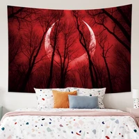 red crescent moon wall tapestry tarot witchcraft mandala wizard print 100 microfiber corridor bedroom living room wall decor