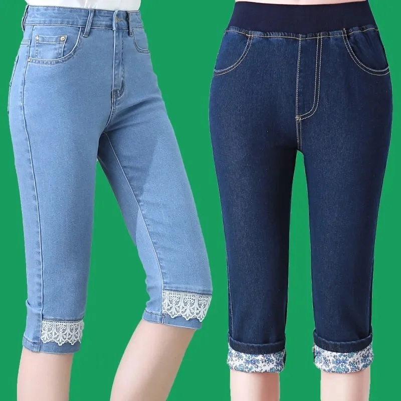 

Summer Capri Jeans Women High Waist Skinny Jeans Woman Elasticity Stretch Pencil Calf-Length Pants Women's Jeans 2022 Trend