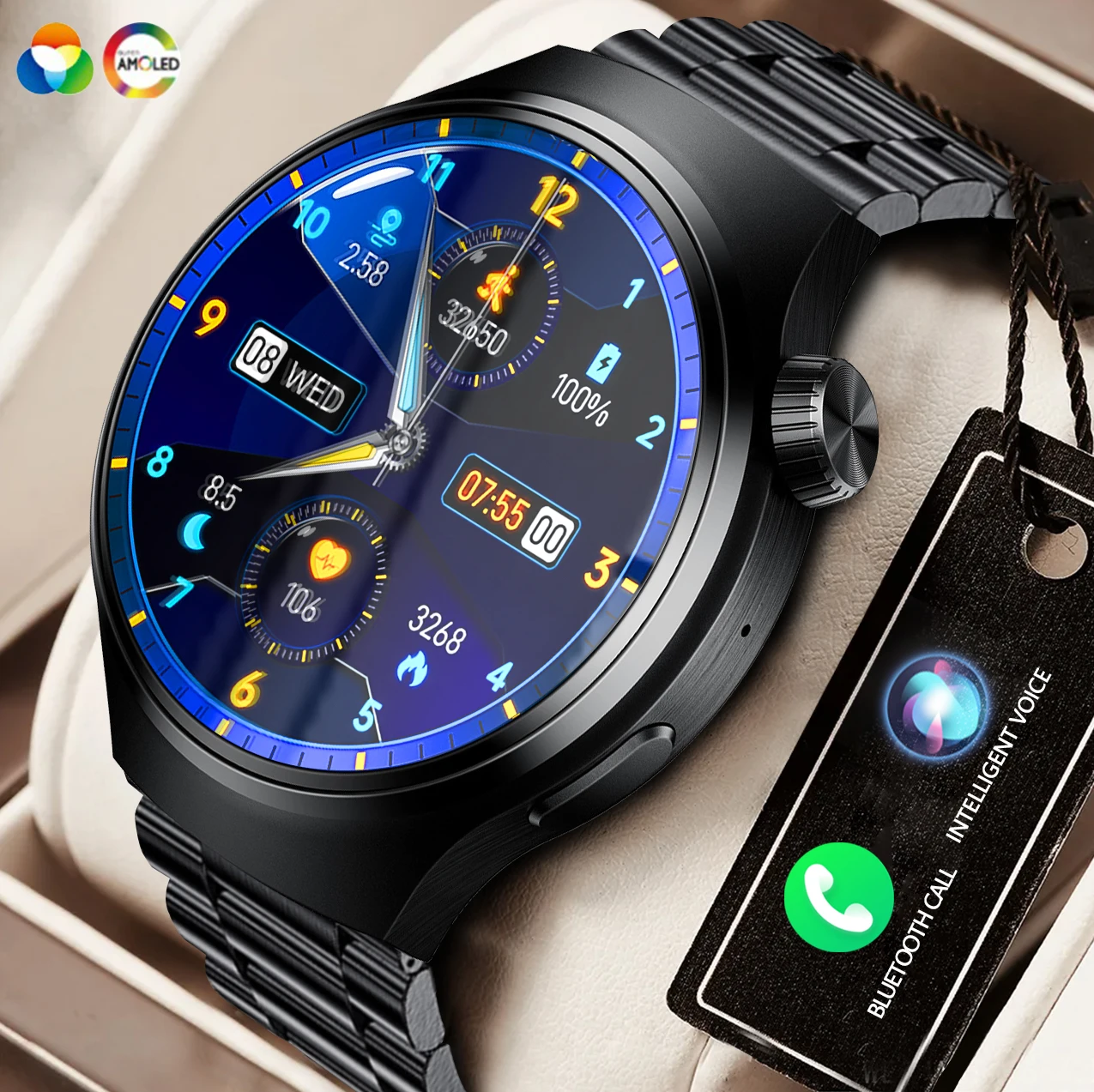 

2023 New AMOLED Round Screen Smart Watch with Multiple Dynamic Dials Intelligent Reminder Function Long Battery Life Adult Watch