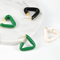 premium triangle enamel oil drop stud earrings versatile fashion retro morandi dangle earrings party unusual jewelry for women