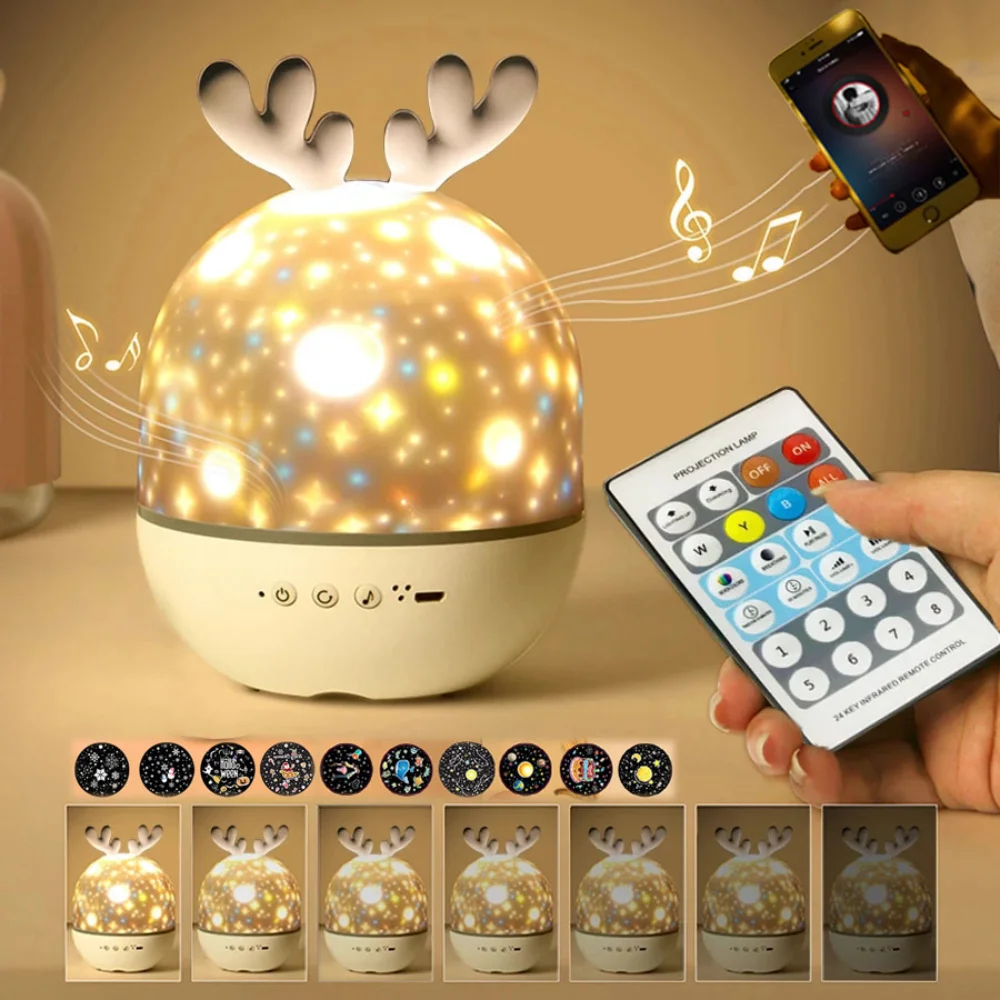 

USB Night Lamp Projector Starry Sky Night Light Projector Bedroom Decor Bluetooth Music Children's Night Light Kids Gift