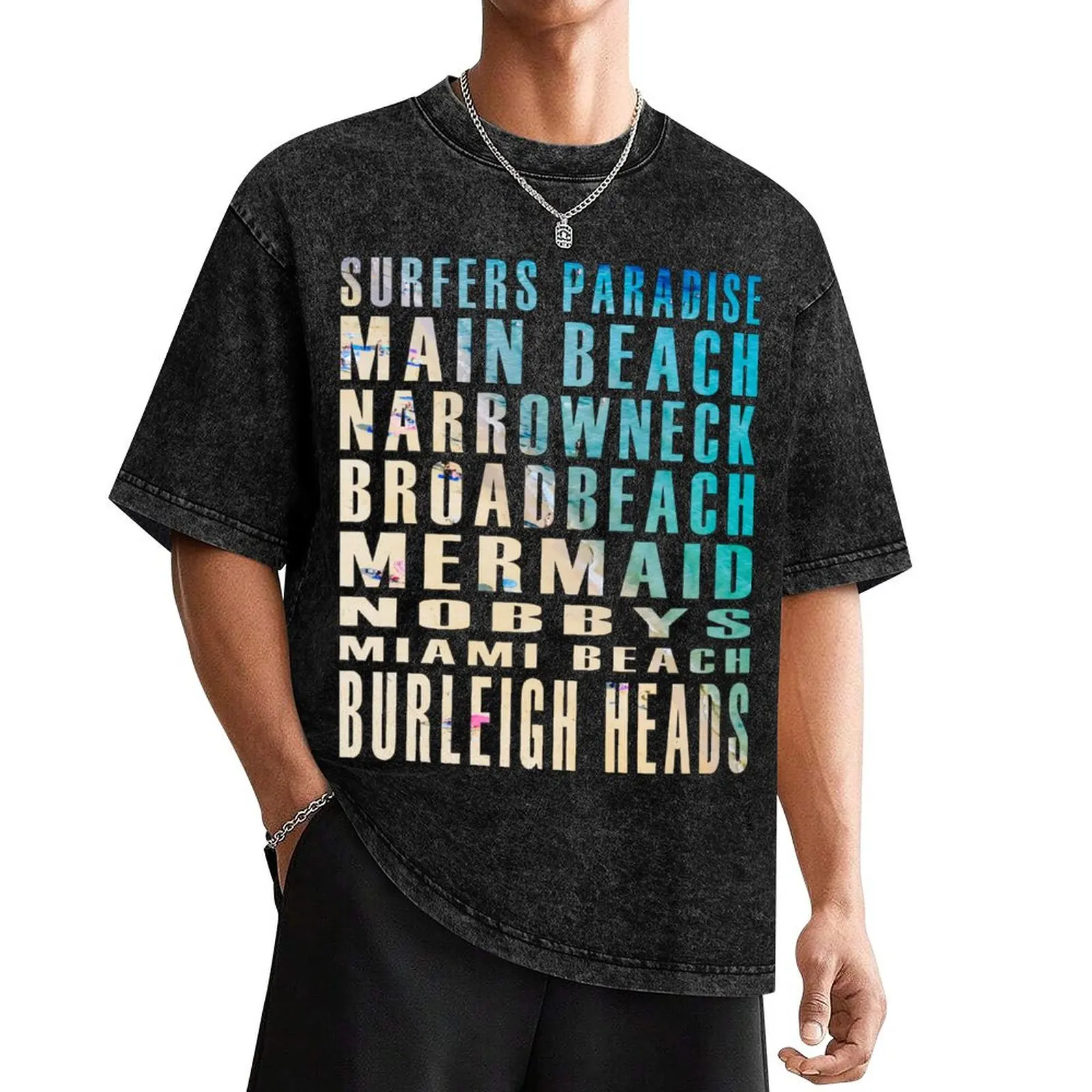 Футболка Gold Coast Beaches Surfers Paradise Main Beach узкий вырез Broadbeach Русалка Nobbys Miami Burleigh Heads