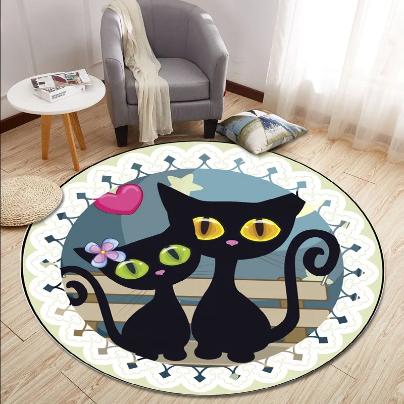 

Круглые ковры с аниме мультяшным котом для дома, гостиной, детской спальни, декор для кухни, йоги, Противоскользящие коврики, мягкие напольные коврики, коврики