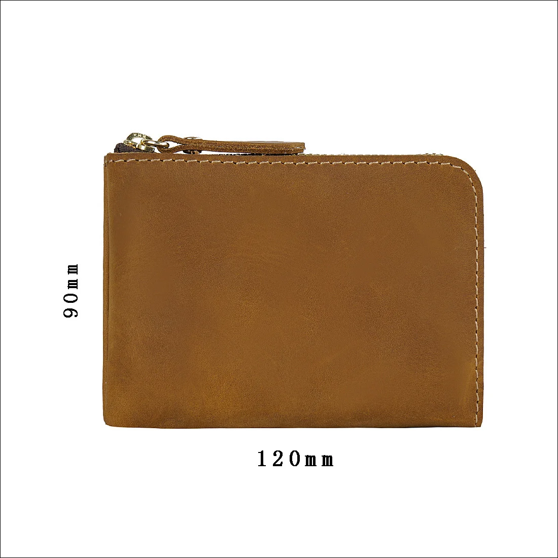 Free Custom Letters Men's Purse Manual Leather Short Crazy Horse Leather Zipper Money Clip Layer Cowhide Wallet