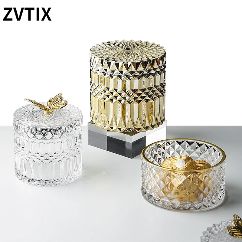 

Dark Green Golden Makeup Brush Glass Jars For Candy Storage Jar Jewelry American Light Luxury Home Decor Glass Storage Bucket