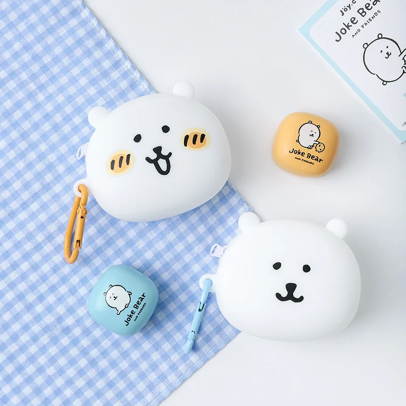 Фото Беспроводные Bluetooth-наушники Kawaii Joke Bear Mini с шумоподавлением, портативный чехол для хранения, набор наушников Joke Bear, аниме-аксессуар, подарок №3