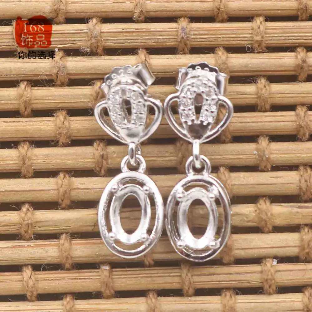 

Пустая основа для сережек из серебра 100% пробы с искусственным камнем для самостоятельного изготовления ювелирных изделий, аксессуары для поделок, 4 Х6 мм