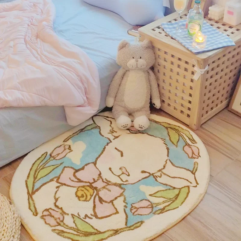 

Europe Cartoon Sheep Carpets for Bedroom Living Room Fluffy Rug Bedside Fur Rugs Faux Cashmere Floor Mat Girls Room Decor