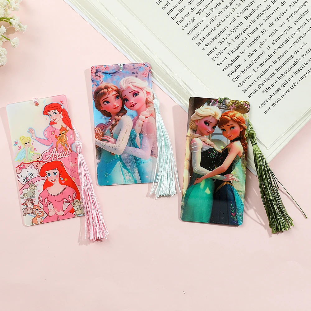 Красивая акриловая закладка принцессы Диснея Ариэль Эльза Анна с кисточкой для