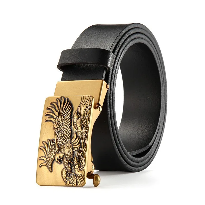 

Ремень из воловьей кожи для мужчин и женщин среднего возраста, деловой ремень из сплава с автоматической кнопкой в стиле ретро
