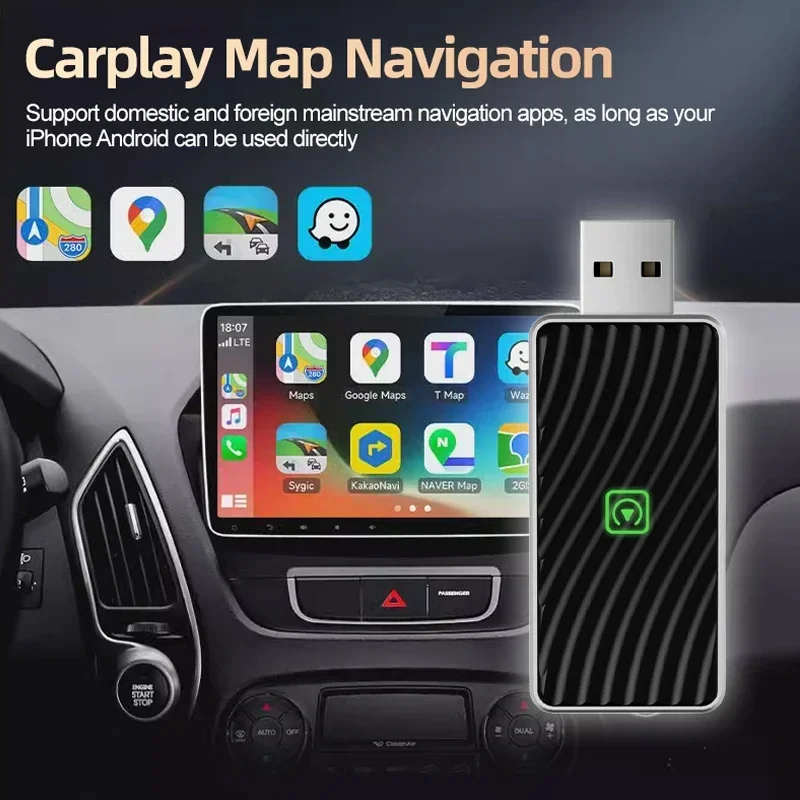 Фото 2025 Автомобильный Стайлинг 2в1 Беспроводной Android Универсальный Автоадаптер Carplay Smart Dongle Plug and Play для Volkswagen Touareg 7L 7P CR №5