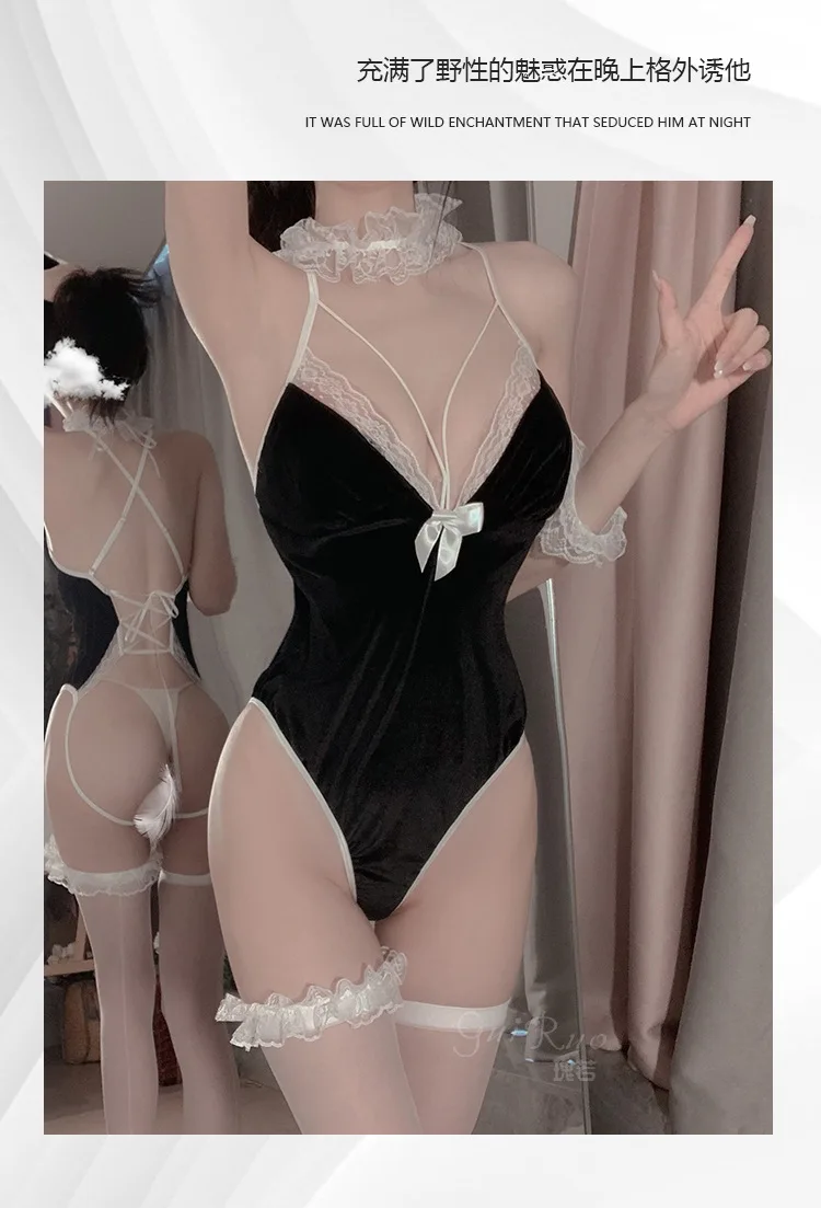 

Горячее женское эротическое нижнее белье, соблазнительный костюм с открытым разрезом без снятия кролика для ролевых игр, комплект рождеств...
