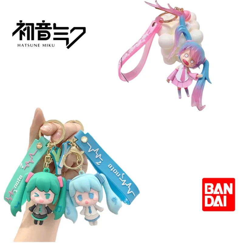 

Bandai Hatsune Miku Cute Kawaii Hand-made Key Chain Silicone Couple Key Pendant Cartoon School Bag Ornament Key Chain Wholesale