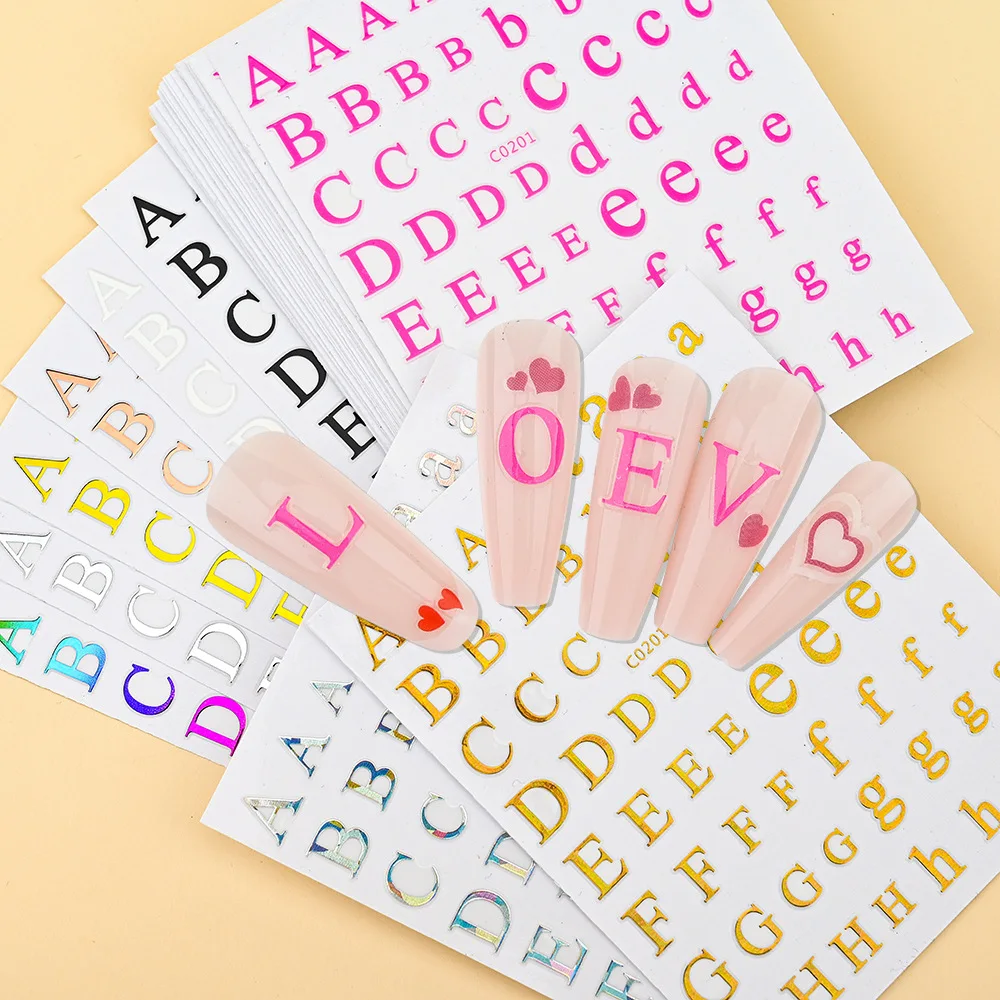 

1pcs 26 English Alphabet Number 3D Self-adhesive Nail Art Decal Sticker Word Small Letter Nail Tattoos Decal Stickers Decoration