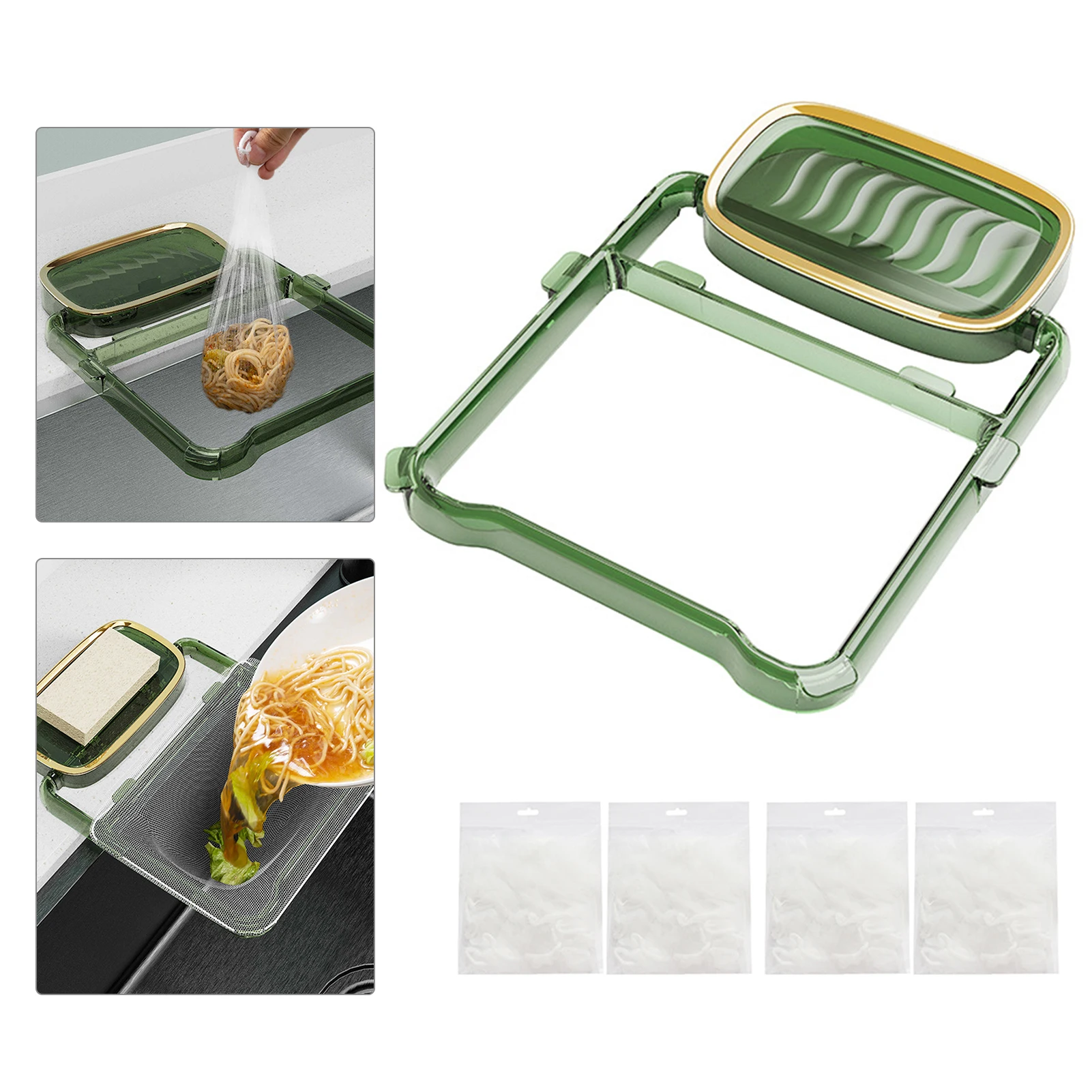 

Drain Rack Adhesive Leftover Home Kitchen Corner Sink Strainer Space Saving Foldable Food Waste With 200pcs Filter Bags Garbage