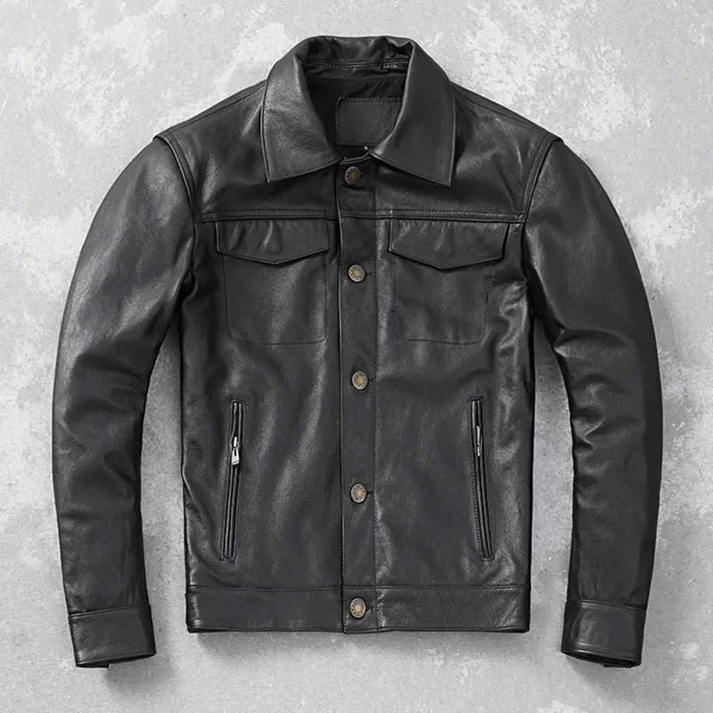 

Куртка мужская джинсовая демисезонная из натуральной воловьей кожи