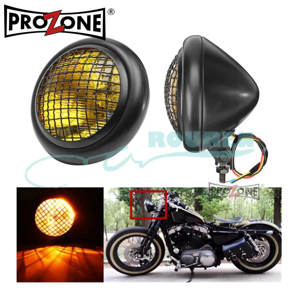 Motorcycle Headlight Assembly Grid Head Light Lamp For Harley Davidson Accessories Touring Sportster Electric Dirt Pit Bike Moto