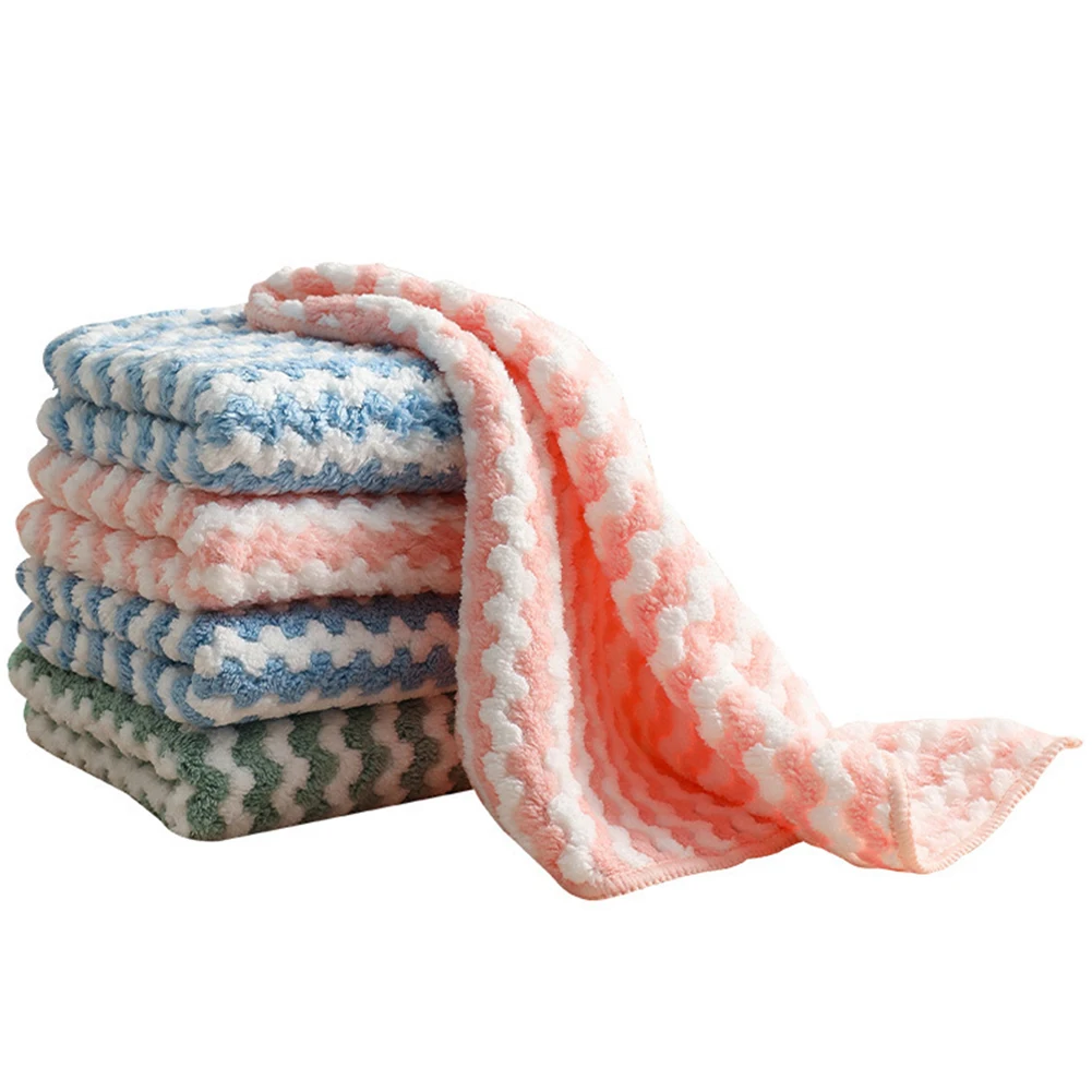 

Dishcloths Rags 5 Pieces Dishcloths Housework Cleaning Kitchen Mixed Color Overlock Rags Scouring Pads Absorbent