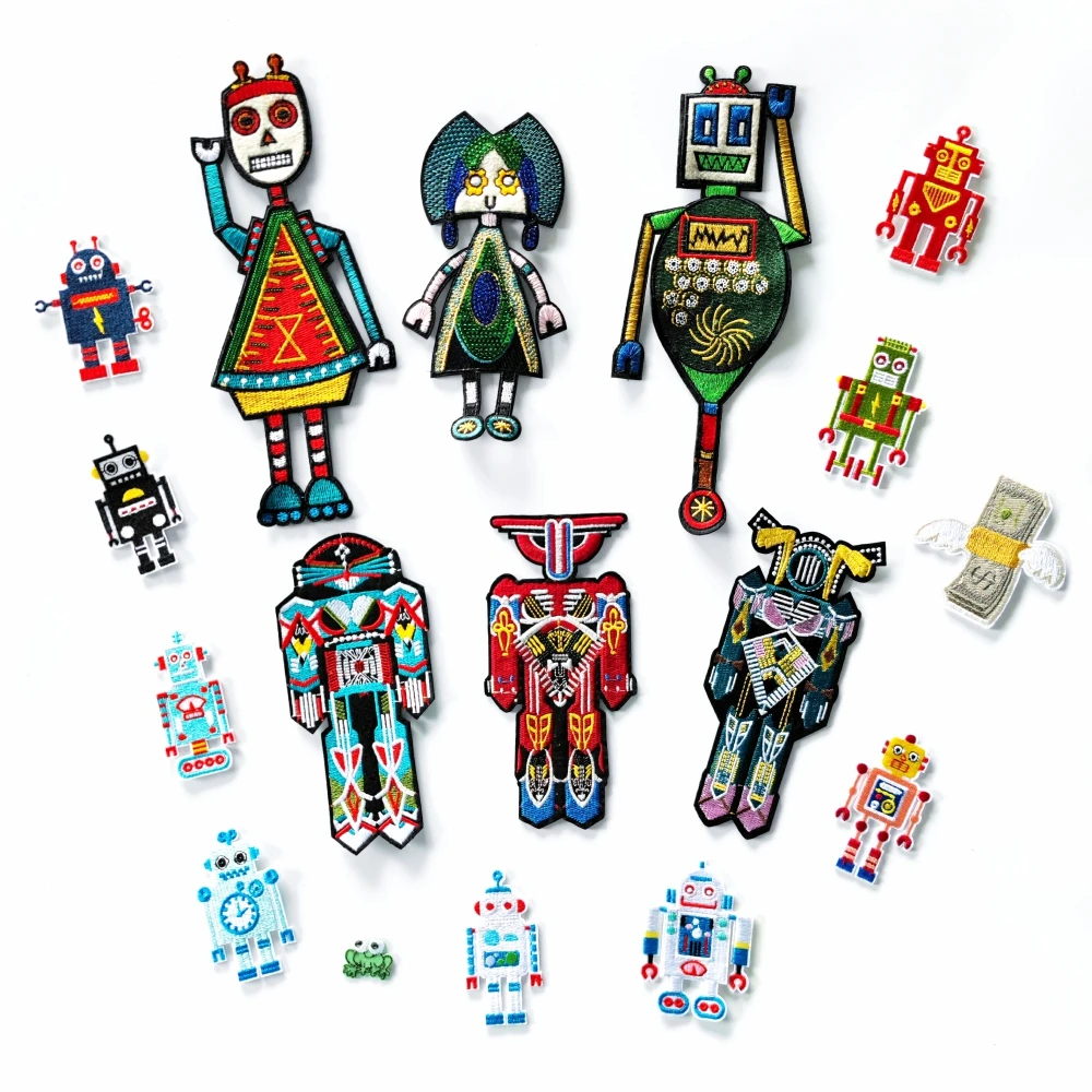 

embroidery robot patch,cute small cartoon badges,money appliques,embroidered sequined dollars patches for clothing WF22883