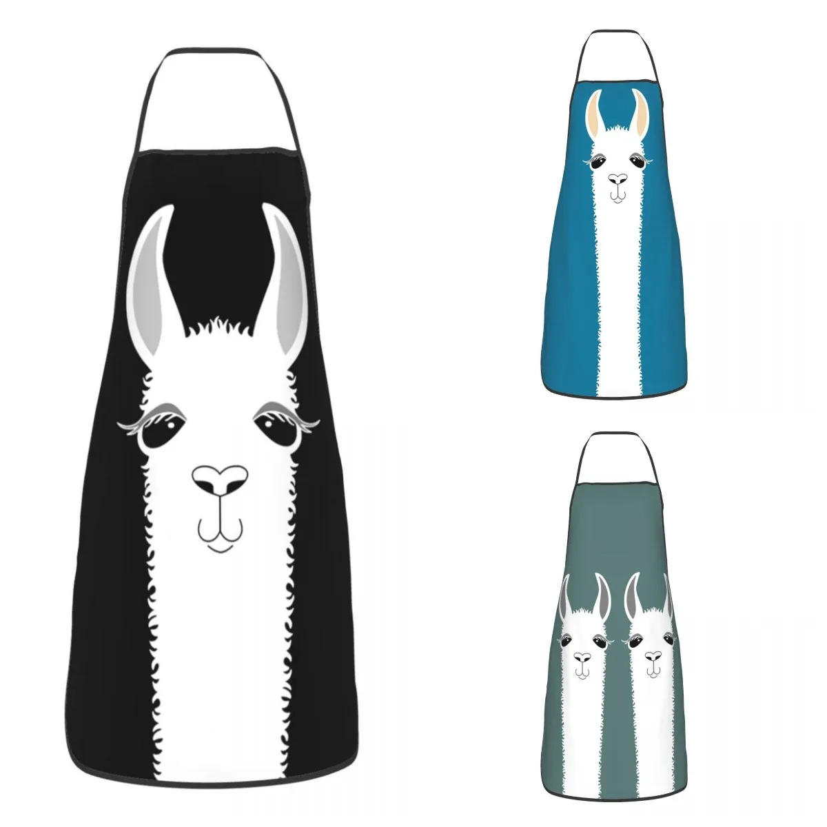 

Unisex Llama Alpaca Bib Apron Adult Women Men Chef Tablier Cuisine for Kitchen Cooking Animal Gardening