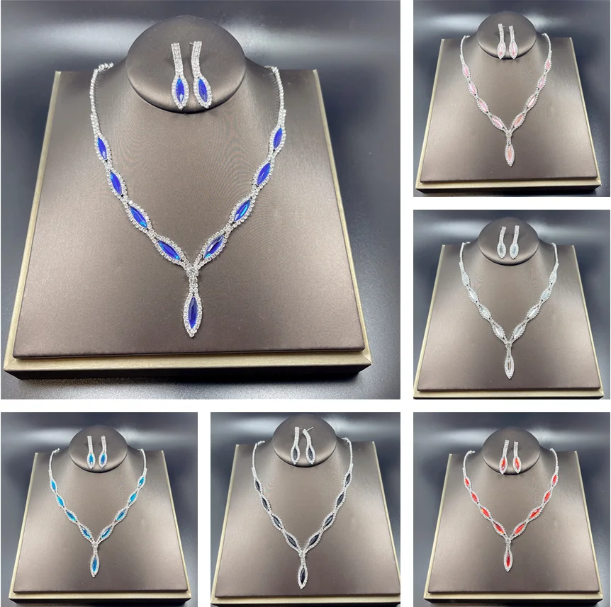 Дамский ювелирный набор европейские и американские капли стразы свадебные