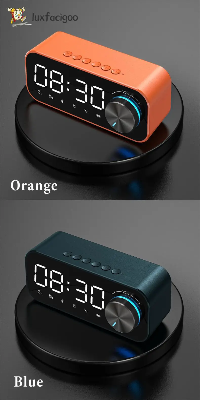 Led Display Large Capacity Battery Alarm Clock Fashion Speaker Loudspeaker Music Player Subwoofer