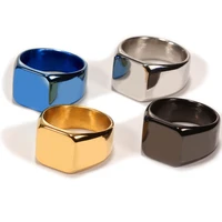 2022new titanium steel jewelry european and american simple bare body square male personality ring glossy titanium steel ring