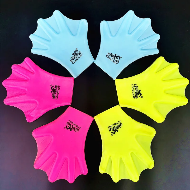 

1 Pair Snorkeling Fins Silicone Swimming Equipment Full Hands Diving Accessories Webbed Palm Adults Kids Silica Gel Gloves